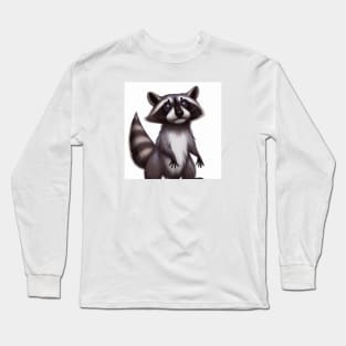 Cute Raccoon Drawing Long Sleeve T-Shirt